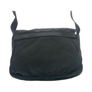 Prada plate shoulder triangular messenger leather Tessuto logo bag nylon black